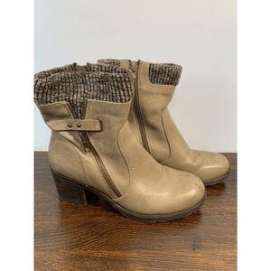Baretraps Women's Danette Chunky Heels Sock Knit Tan Ankle Boots Size 8